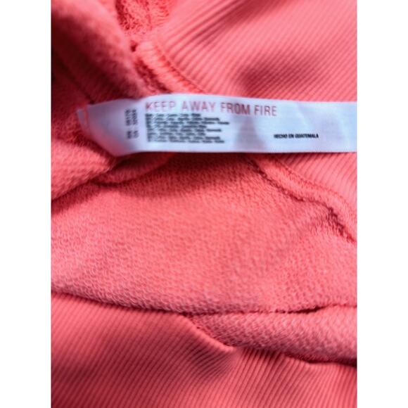 FREE PEOPLE Zip Hoodie Women's Sz S Coral Full Zip Drawstring Sweatshirt - Picture 7 of 10